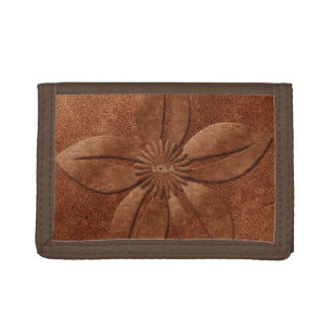 Copper Textured Vintage Floral Add Name Wallet
