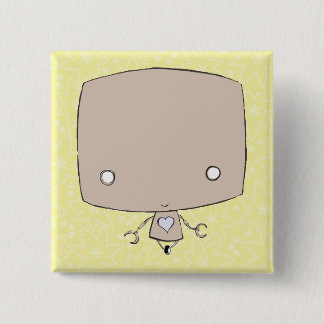 Copper the Little Robot (lemon washi print) 2 Inch Square Button