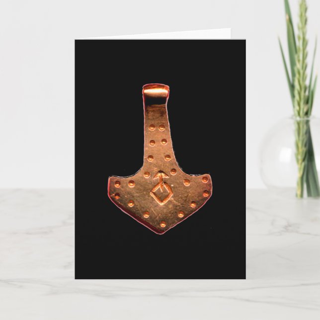 Copper Thor Hammer black greeting card (Front)