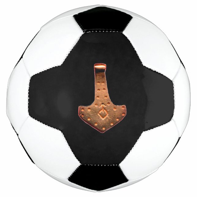 Copper Thor Hammer black soccer ball (Front)