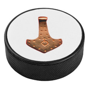 Copper Thor Hammer white hockey puck