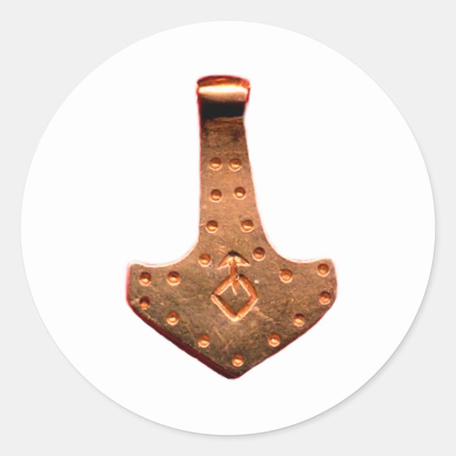 Copper Thor Hammer white large round stickers (Front)