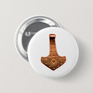 Copper Thor's Hammer white round button