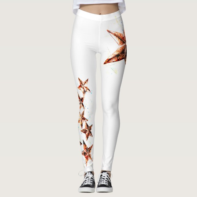 Copper Tones Grunge Star Leggings (Front)