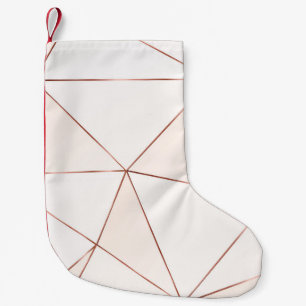 Copper triangles, metallic, glitter, polygonal. small christmas stocking