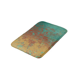 Copper Turquoise Blue Orange Brown Texture  Bath Mat