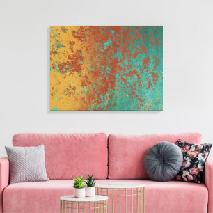 Copper Turquoise Blue Orange Brown Texture Canvas Print
