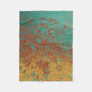 Copper Turquoise Blue Orange Brown Texture Fleece Blanket