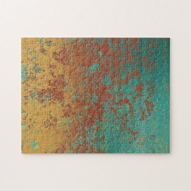 Copper Turquoise Blue Orange Brown Texture Jigsaw Puzzle (Horizontal)