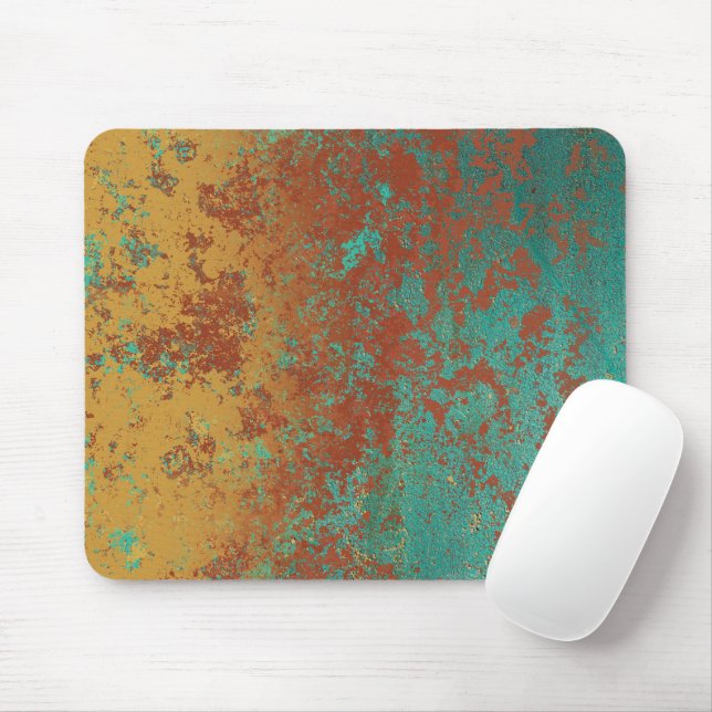 Copper Turquoise Blue Orange Brown Texture Mouse Pad (With Mouse)