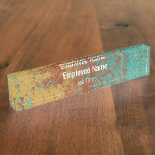 Copper Turquoise Blue Orange Brown Texture Nameplate