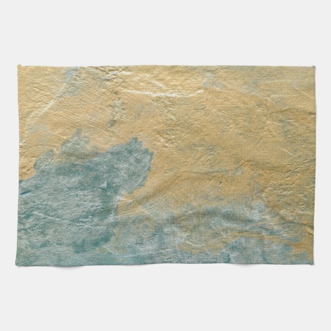 Copper Turquoise Faux Finish Kitchen Towel (Horizontal)