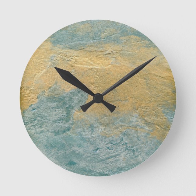 Copper Turquoise Faux Finish Round Clock (Front)