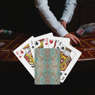 Copper Turquoise Floral Playing Cards