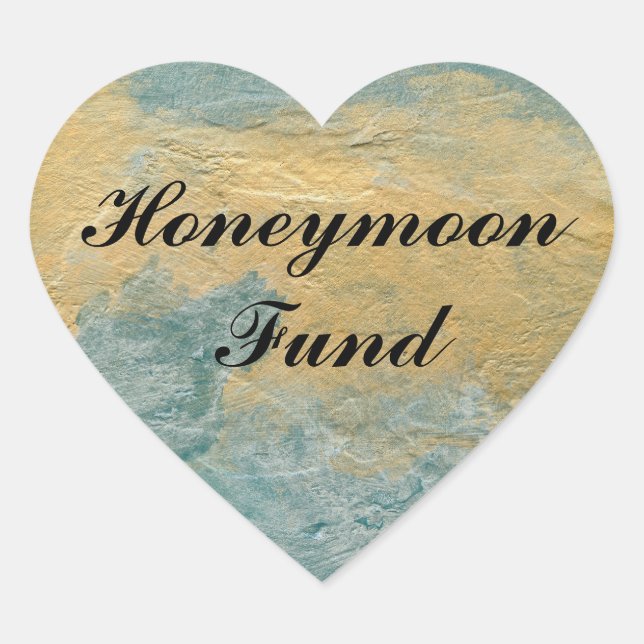 Copper Turquoise Honeymoon Fund Heart Sticker (Front)