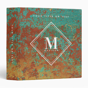 Copper Turquoise Metallic Texture Monogram Binder