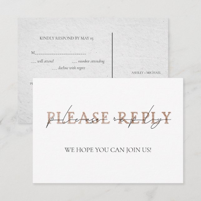 COPPER TYPOGRAPHY Hand Lettered Wedding RSVP Invitation (Front/Back)