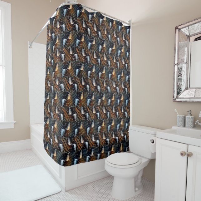 Copper Waves Abstract Geometric Flow Pattern 1303 (In Situ)