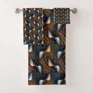 Copper Waves Abstract Geometric Flow Pattern 1303 Bath Towel Set