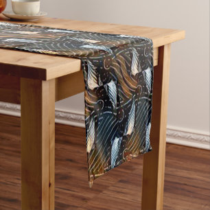 Copper Waves Abstract Geometric Flow Pattern 1303 Short Table Runner