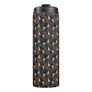 Copper Waves Abstract Geometric Flow Pattern 1303 Thermal Tumbler