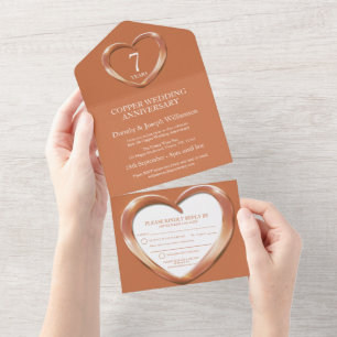 Copper wedding anniversary 7 years party event all in one invitation