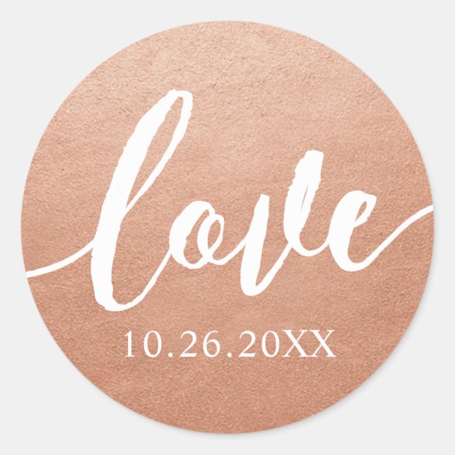 Copper Wedding Calligraphy Love Favour Label Seal (Front)