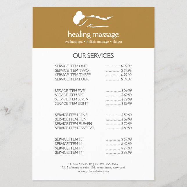 COPPER WOMAN STONE MASSAGE  Wellness Day Spa Flyer (Front)