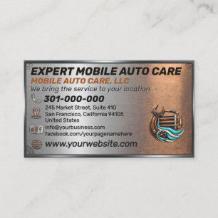 Copper Workshop Mobile Mechanic Car AC Custom Logo Business Card