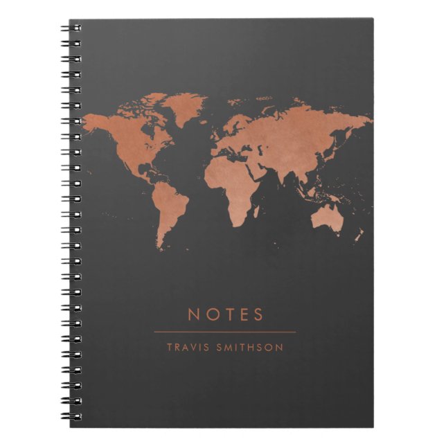 Copper World Map Travel Lover Notebook (Front)