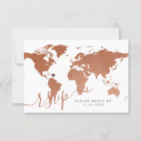 Copper World Map Travel Theme Destination Wedding