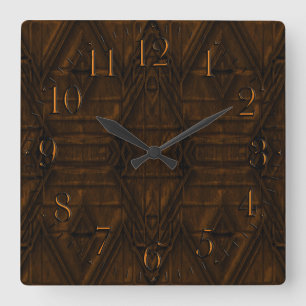 Coppery Steampunk Pyramid Design Square Wall Clock