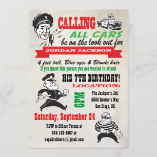 Cops and Robbers Birthday Party Invitation
