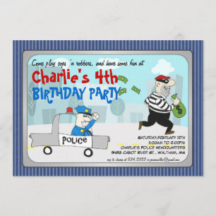 Cops n Robbers Cartoon Party Invitation