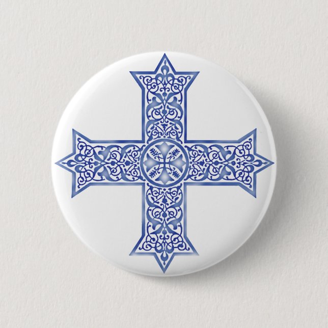 Coptic cross 2 inch round button (Front)