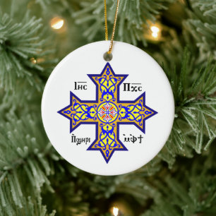 Coptic cross ceramic ornament