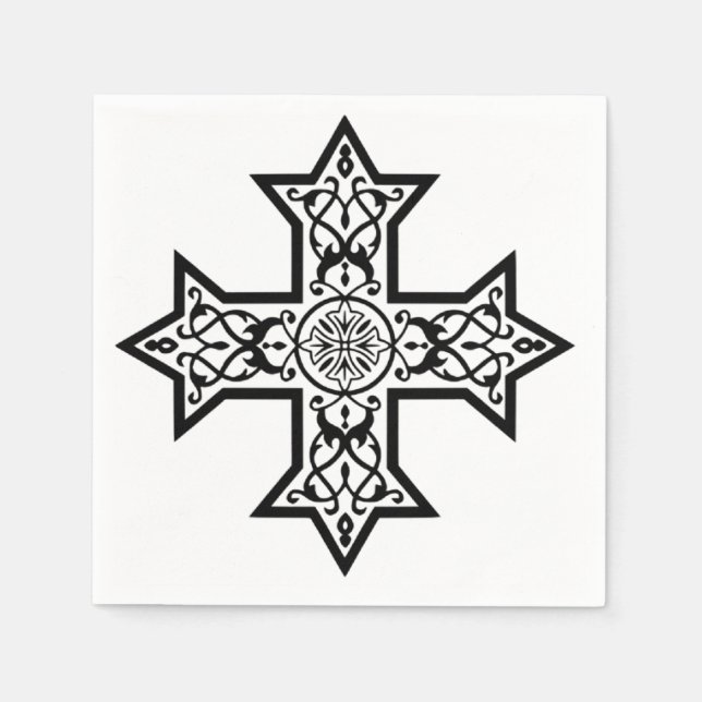 Coptic Cross Custom Paper Orthodox Christian Table Napkin (Front)