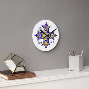 Coptic cross round clock