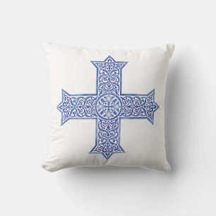 Coptic cross throw pillow