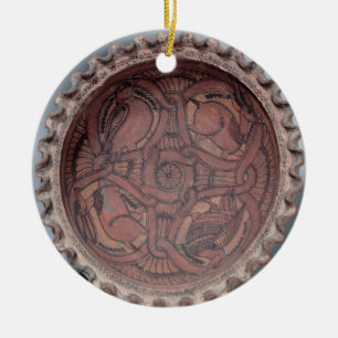 Coptic cup, painted terracotta with swag borders, ceramic ornament