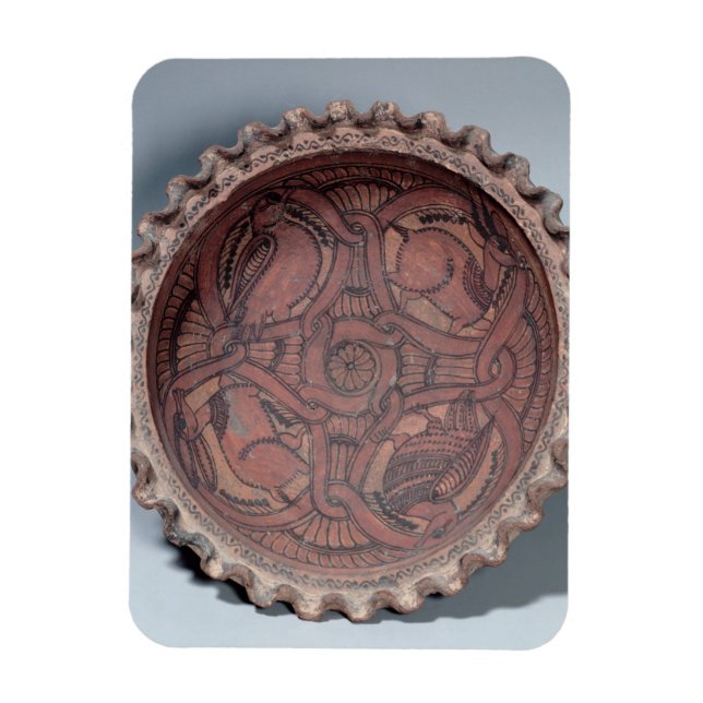Coptic cup, painted terracotta with swag borders, magnet (Vertical)