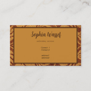 Coptic embroidery pattern  - Orange leaves Business Card
