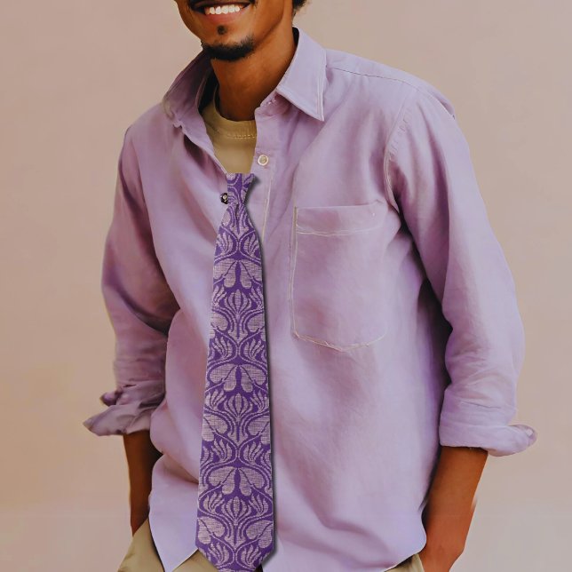 Coptic embroidery pattern  - Purple leaves Tie (Creator Uploaded)