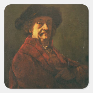 Copy of a Rembrandt Self Portrait, 1869 Square Sticker