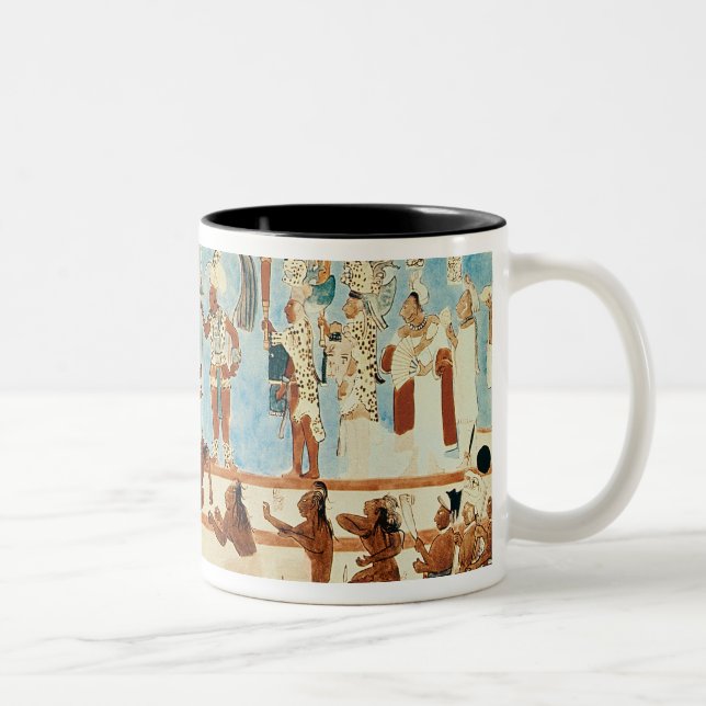 Copy of a wall painting from Bonampak Two-Tone Coffee Mug (Right)