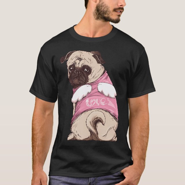Copy of Cute Angel Pug T-Shirt (Front)