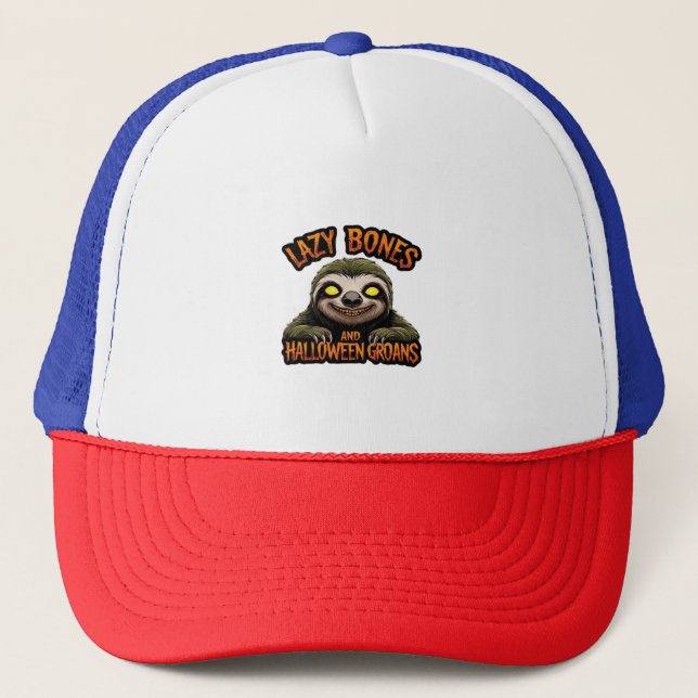 Copy of Lazy Bones and Halloween Groans - Creepy S Trucker Hat (Front)
