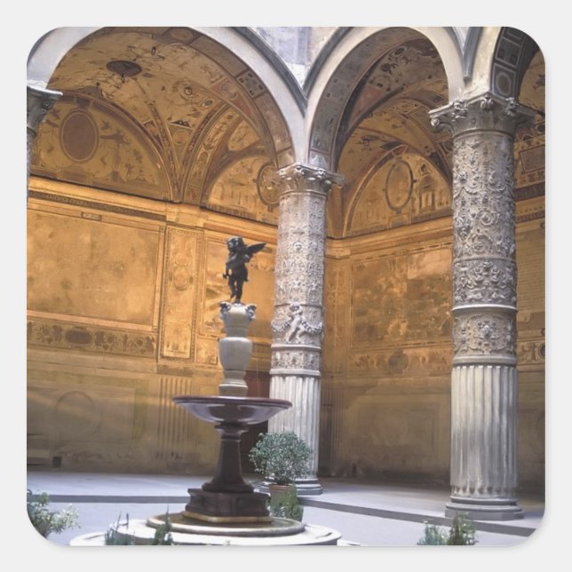 Copy of Putto with Dolphin by Andrea del Square Sticker (Front)