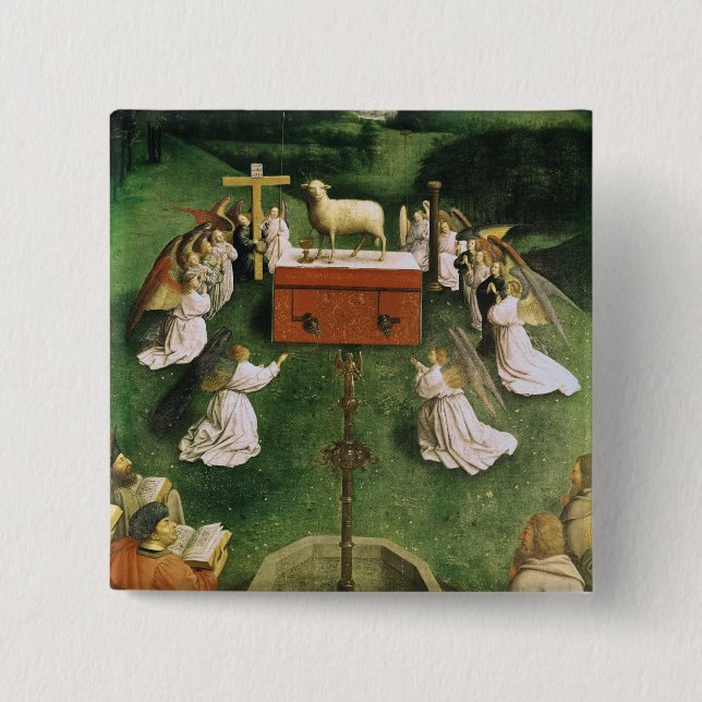 Copy of The Adoration of the Mystic Lamb 2 Inch Square Button (Front)