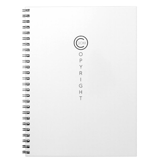 Copyright Modern Typographical White Notebook (Front)